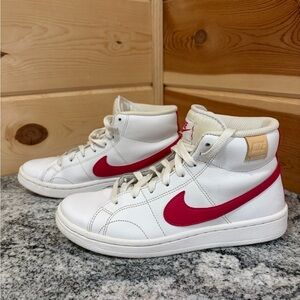 Nike White and Pink High-Top Athletic Sneakers